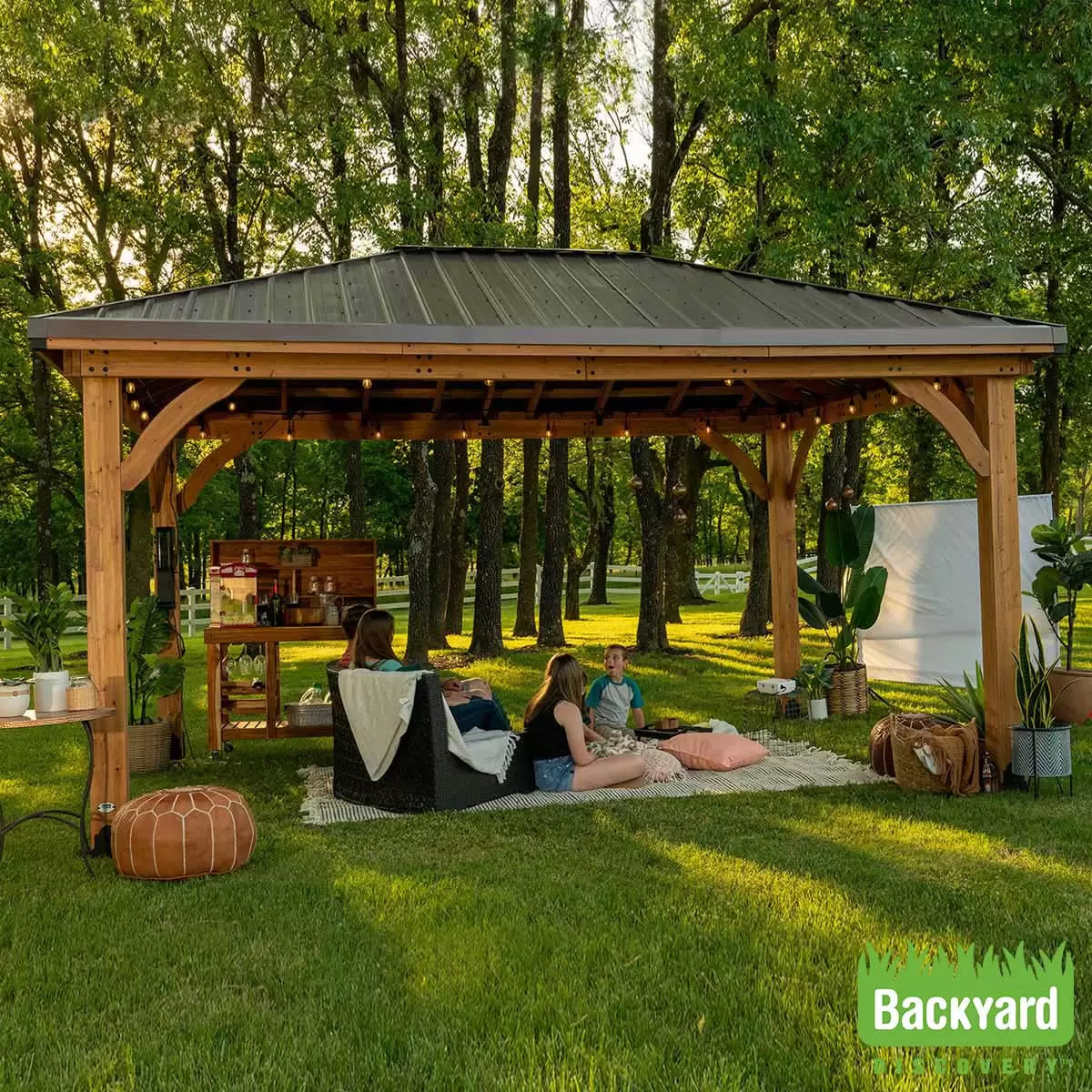 Backyard Discovery Barrington 14ft x 12ft (4.3 x 3.7m) Wooden Gazebo with Peaked