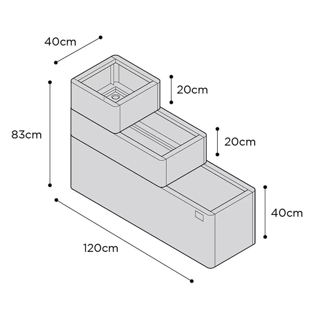 Stone Garden Hanbury 3-Tier Stackable Steel Planter Set