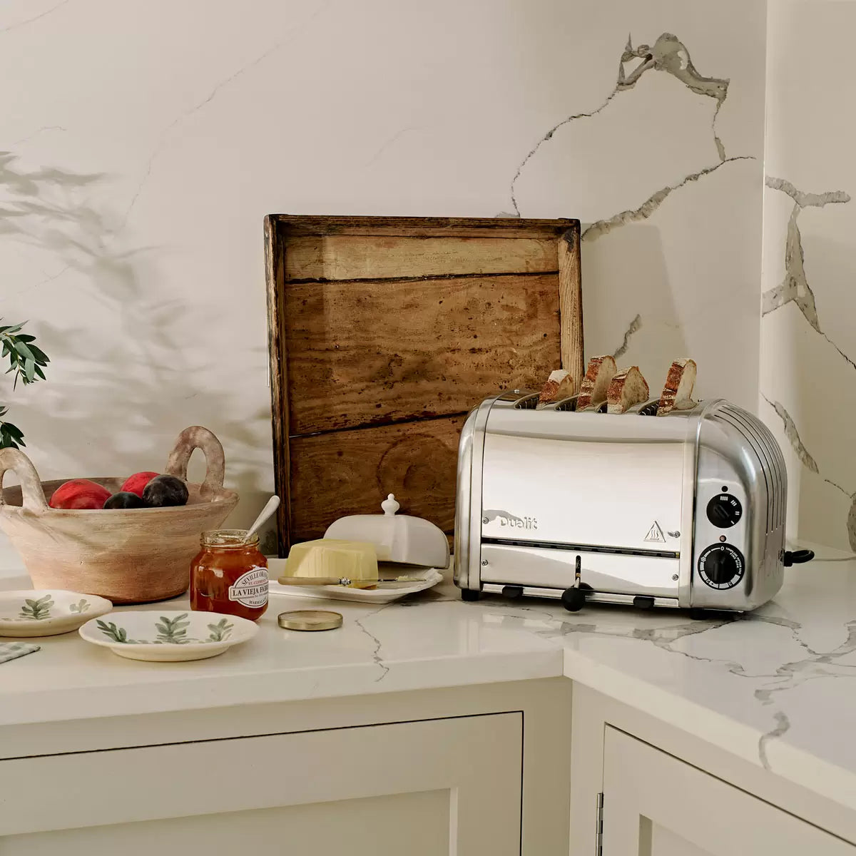 Dualit Classic 4 Slot Toaster With Sandwich Cage, Polished Stainless Steel 40590