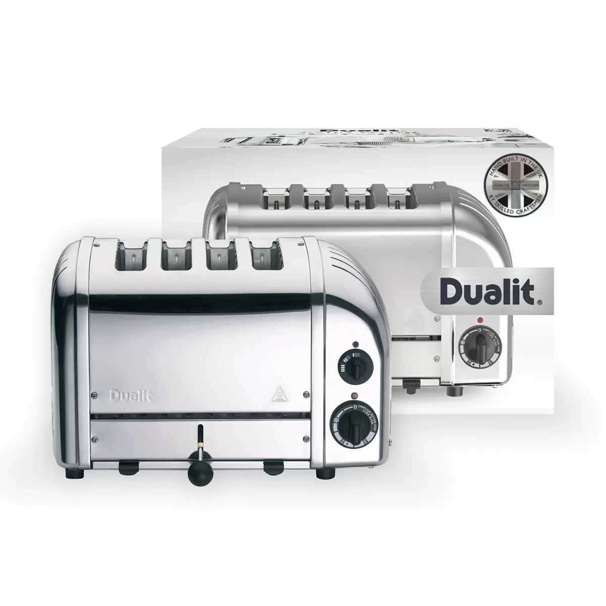 Dualit Classic 4 Slot Toaster With Sandwich Cage, Polished Stainless Steel 40590