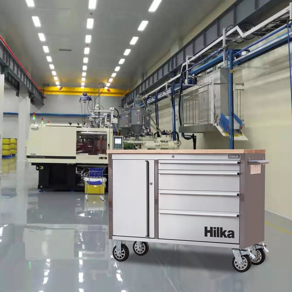 Hilka 48" (122cm) 4 Drawer Stainless Steel Tool Cabinet