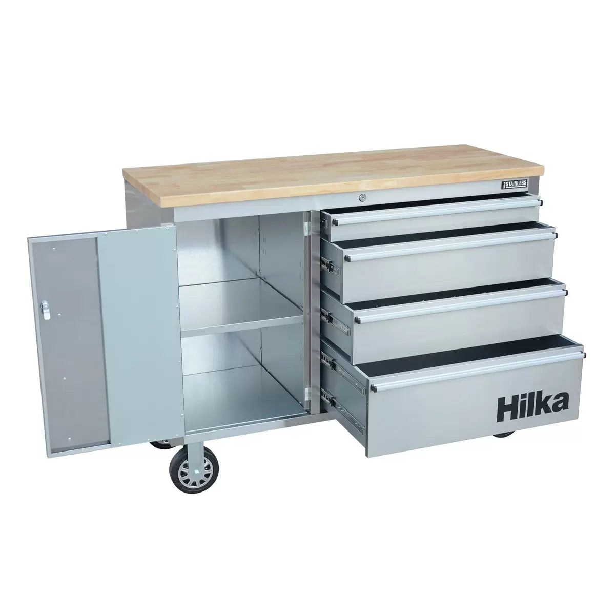 Hilka 48" (122cm) 4 Drawer Stainless Steel Tool Cabinet