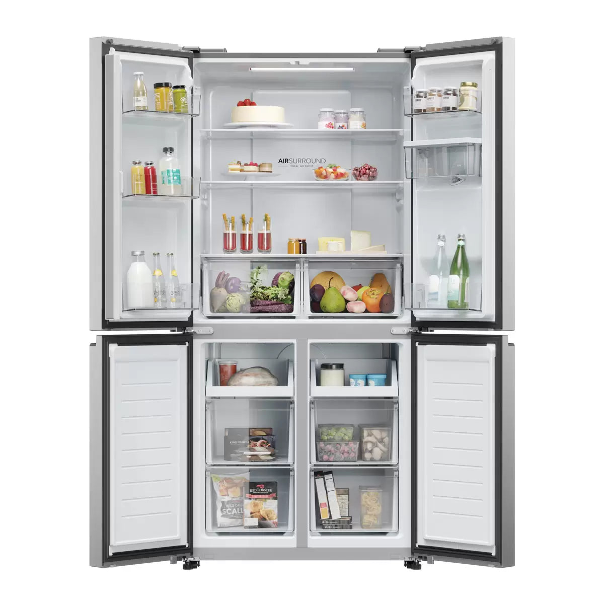 Haier Series 3 HCR3818EWMM Multi Door Fridge Freezer, E Rated in Silver