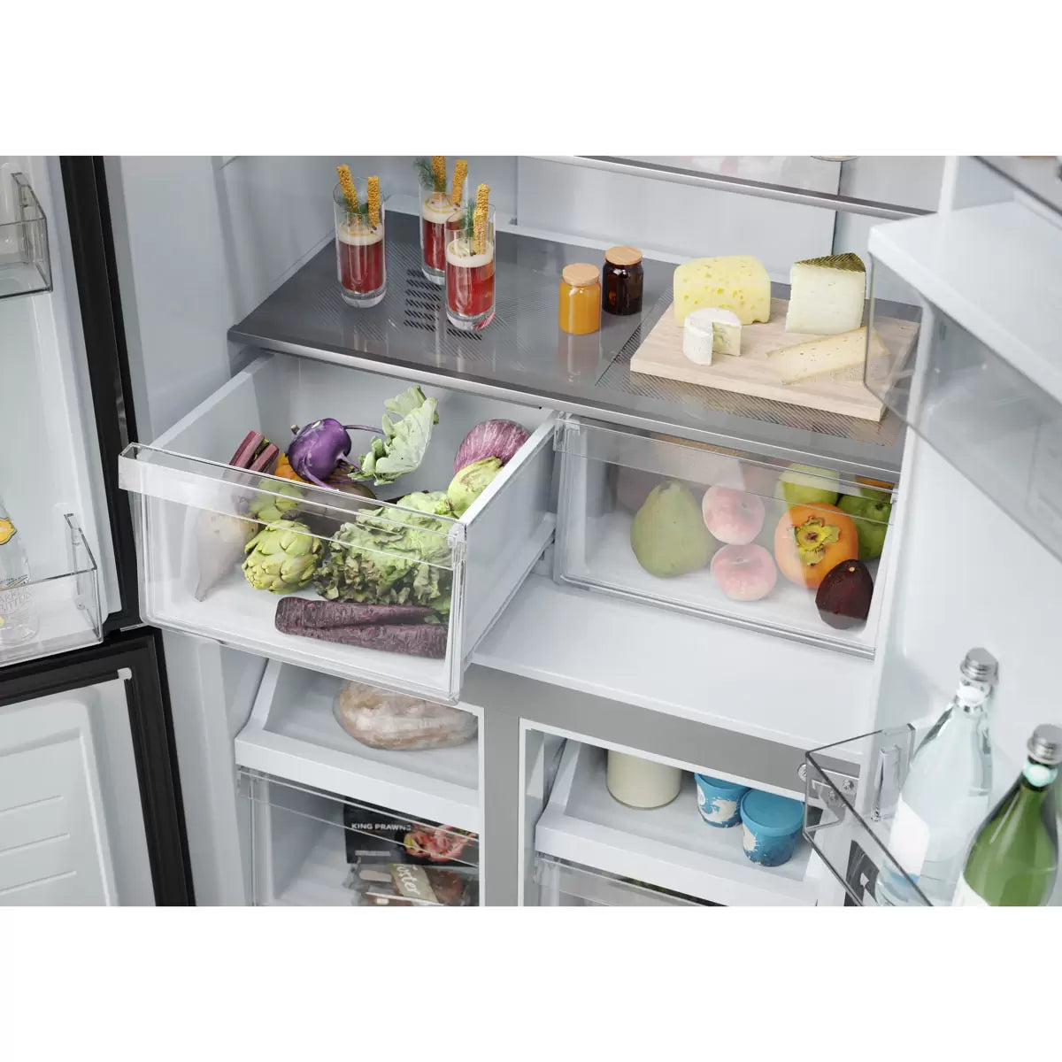 Haier Series 3 HCR3818EWMM Multi Door Fridge Freezer, E Rated in Silver