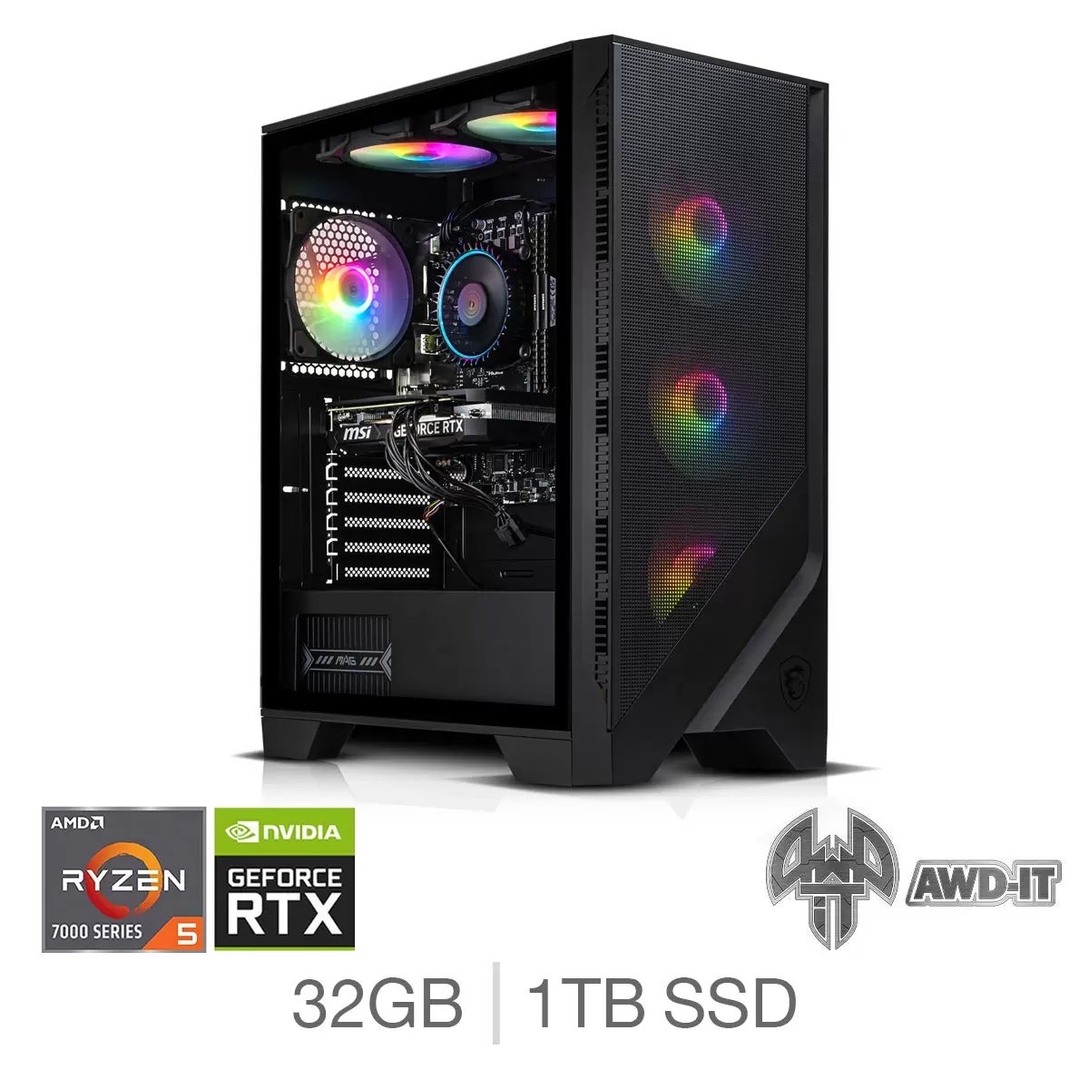 AWD-IT Forge 5, AMD Ryzen 5, 32GB RAM, 1TB SSD, NVIDIA GeForce RTX 5070, Gaming Desktop PC