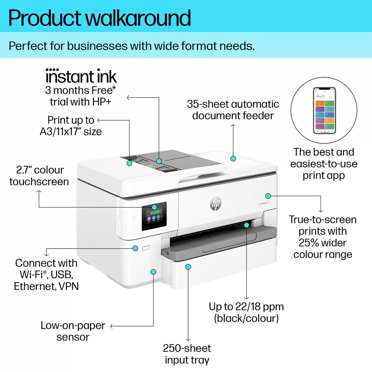 HP OfficeJet PRO 9720E A3 All in One Wireless Printer
