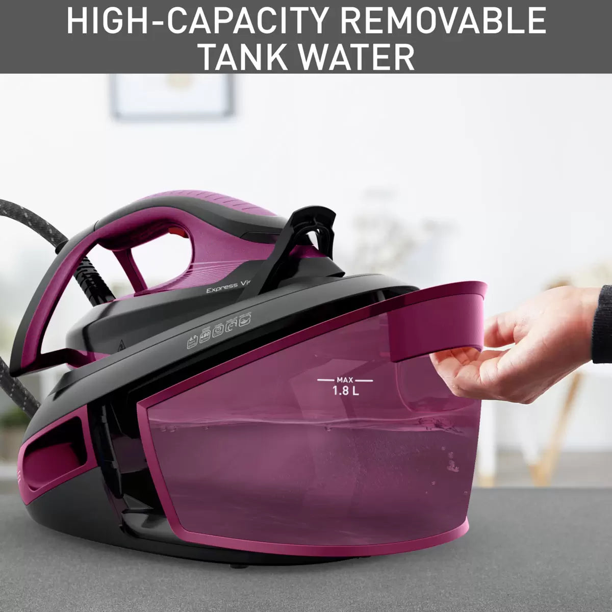 Tefal SV8154G0 Express Vision Steam Generator in Black/Purple