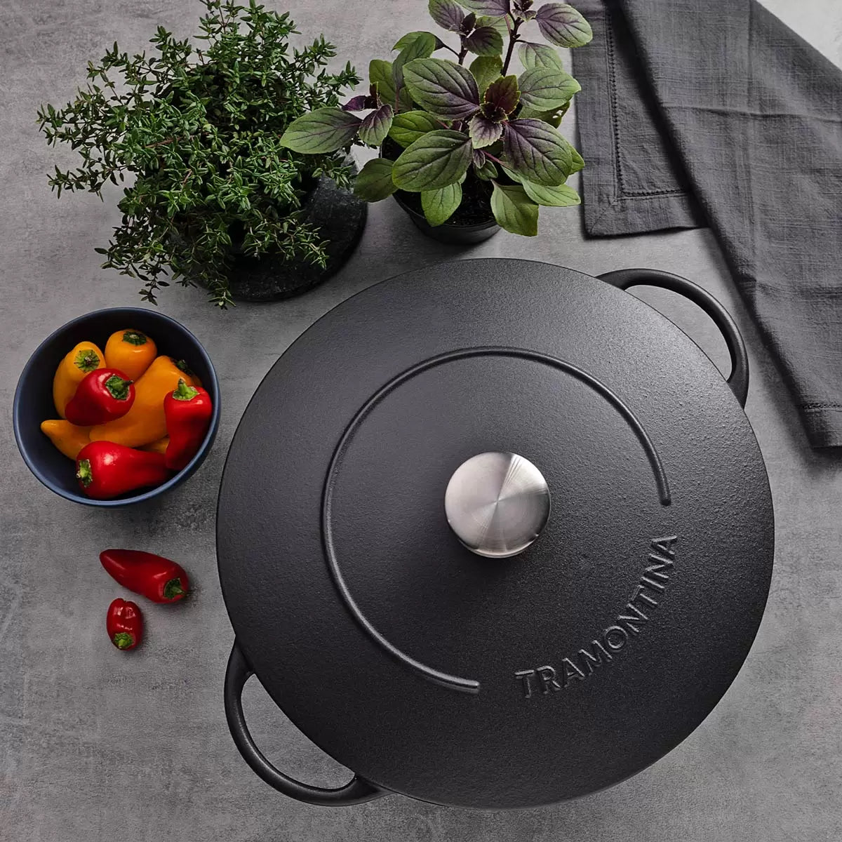 Tramontina Enameled Cast Iron Wok, 32cm / 5.0L