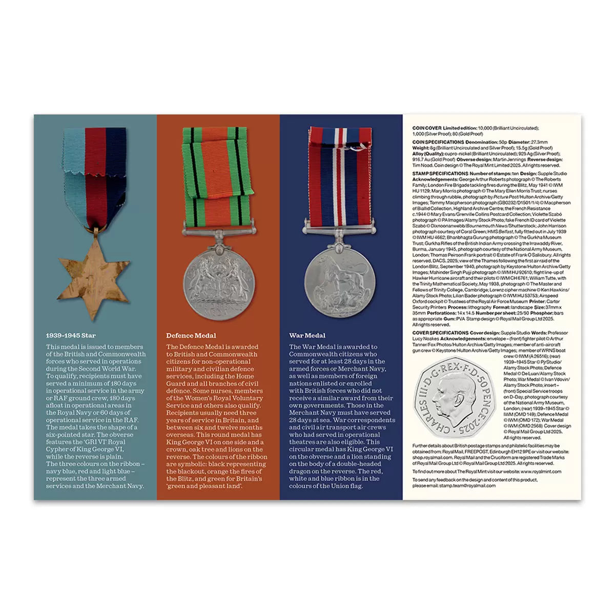 Stories of WWII 50p BU Coin and Stamps Coin Cover from Royal Mail® and The Royal