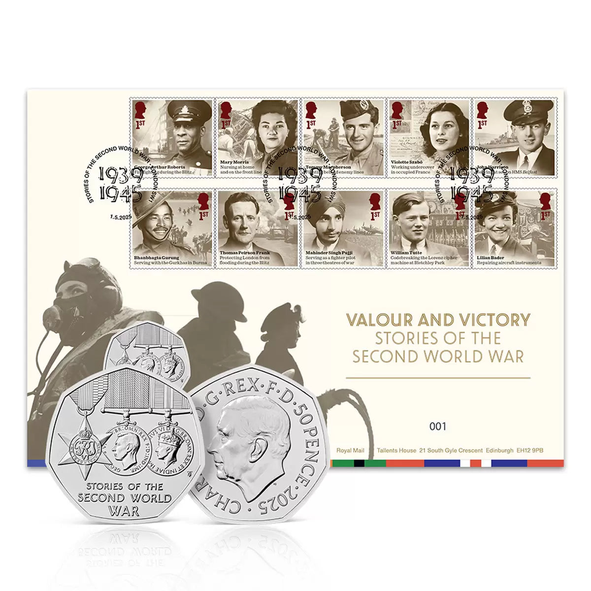 Stories of WWII 50p BU Coin and Stamps Coin Cover from Royal Mail® and The Royal