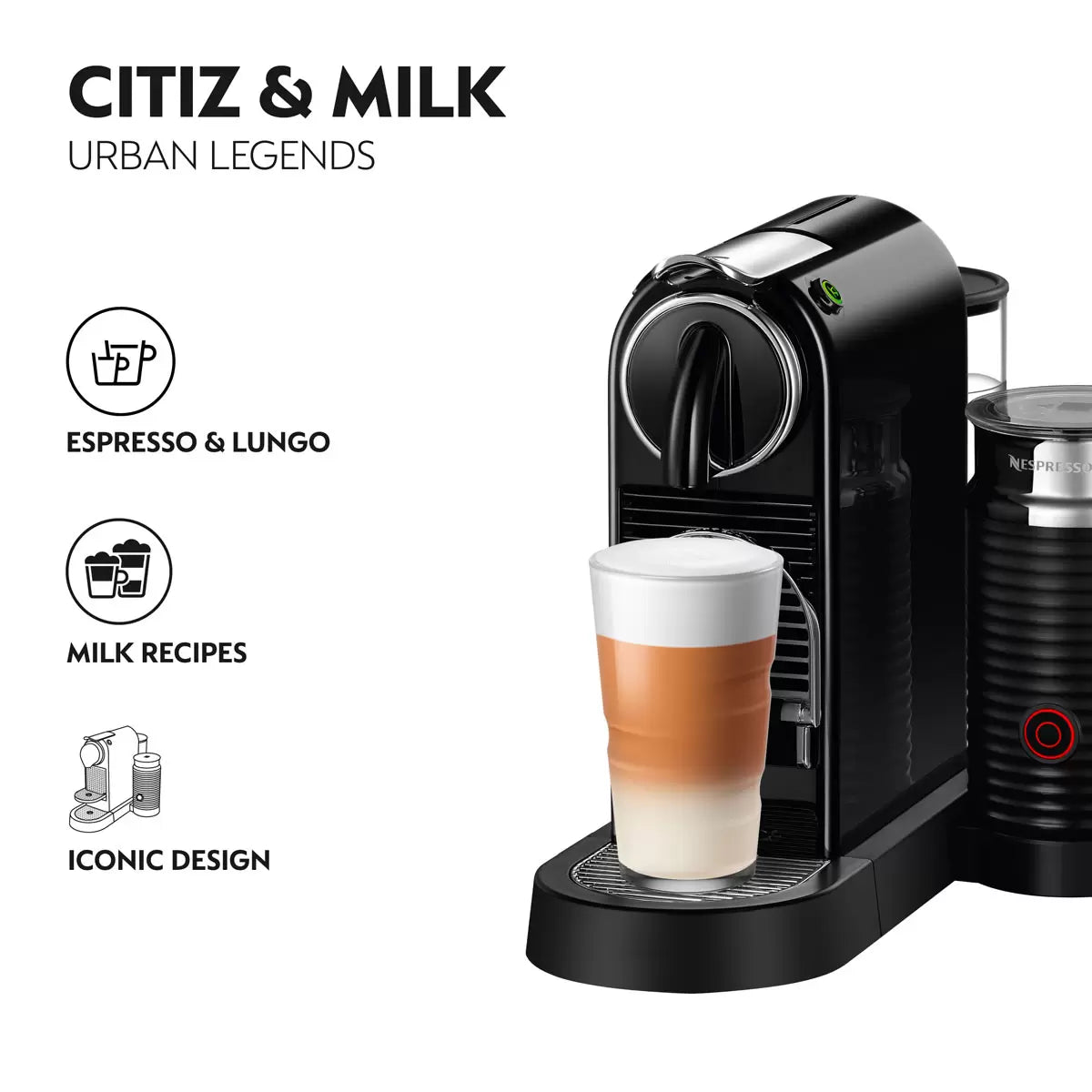 Nespresso by De'Longhi Citiz Capsule Coffee Machine & Aeroccino Milk Frother