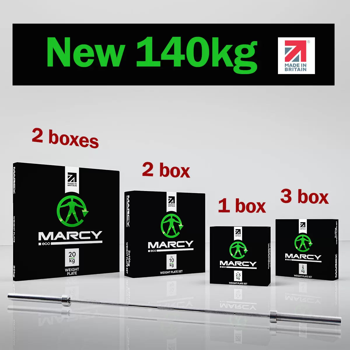 Marcy Made in Britain Eco Olympic Weight Set with 7ft Barbell in 3 Sizes