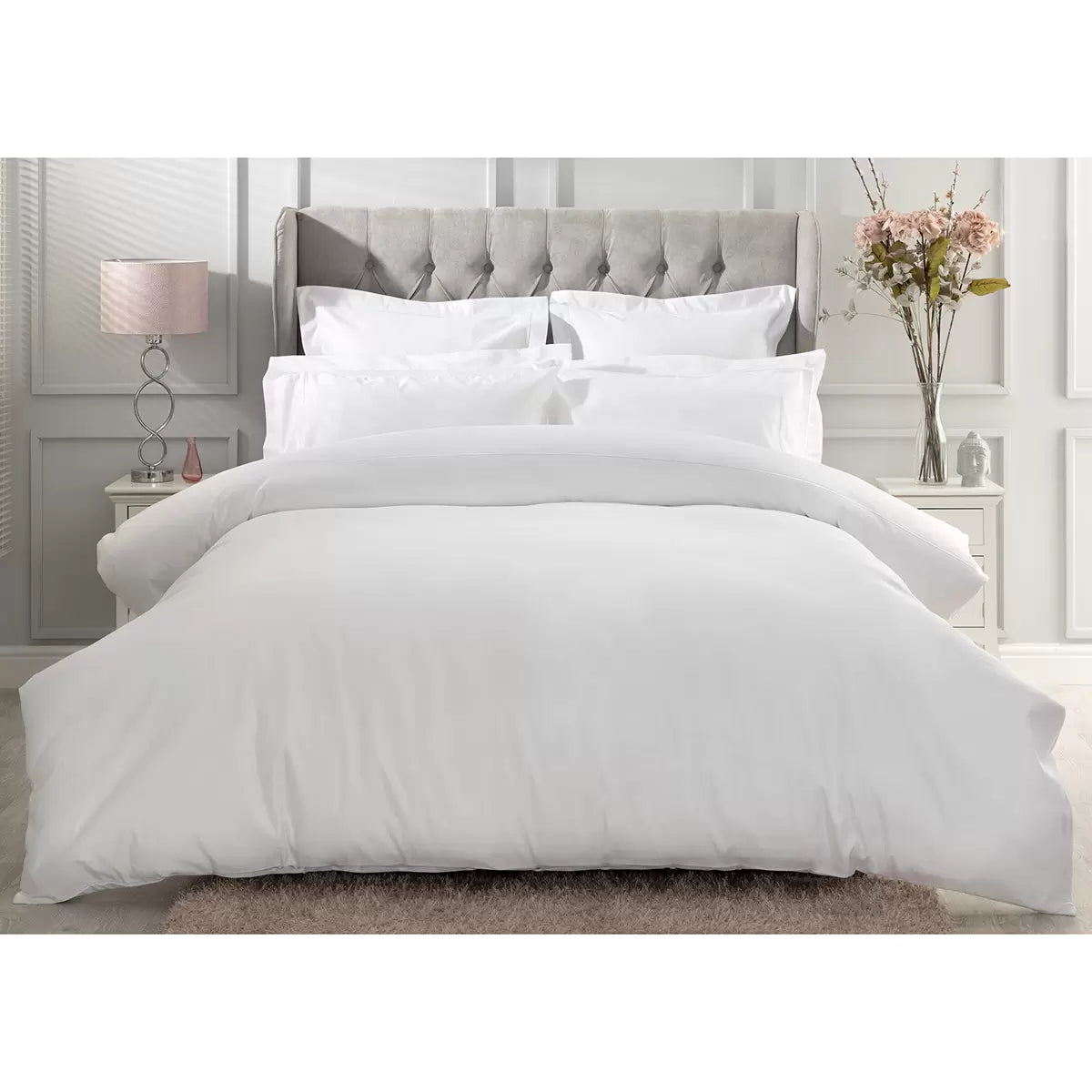 Belledorm Egyptian Cotton Sateen 1000 Thread Count White Duvet Cover, in 4 Sizes