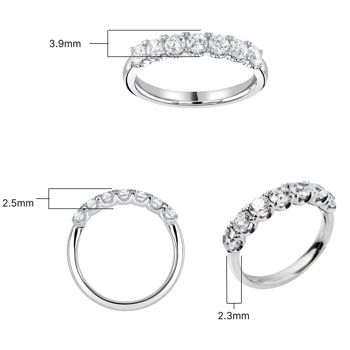 1.54ctw Round Brilliant Cut 7 Stone Diamond Ring, 18ct White Gold