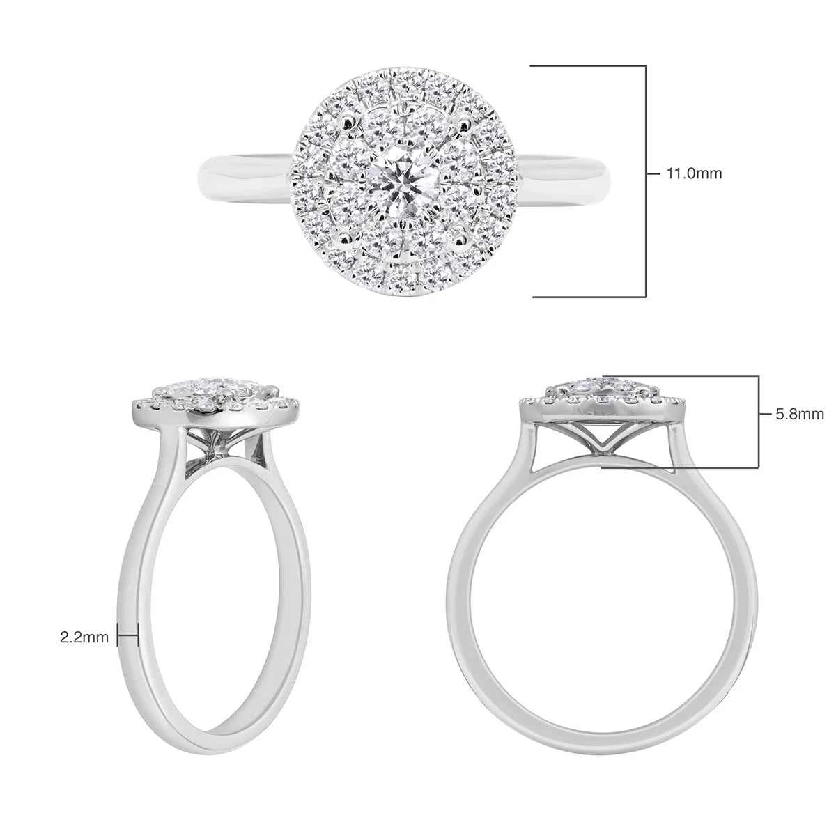 0.62ctw Round Brilliant Cut Diamond Ring, 18ct White Gold