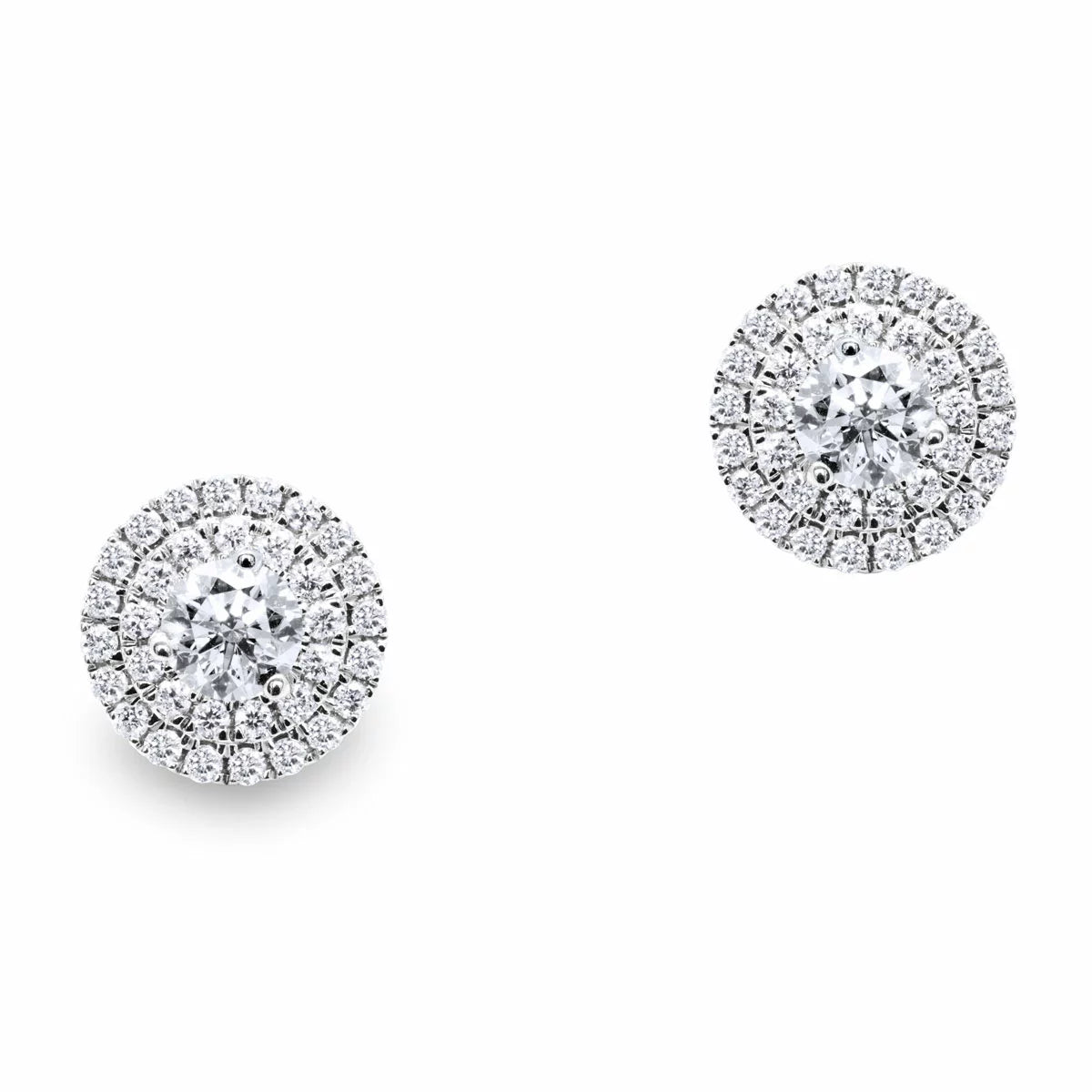 0.99ctw Round Brilliant Cut Diamond Earrings, 18ct White Gold