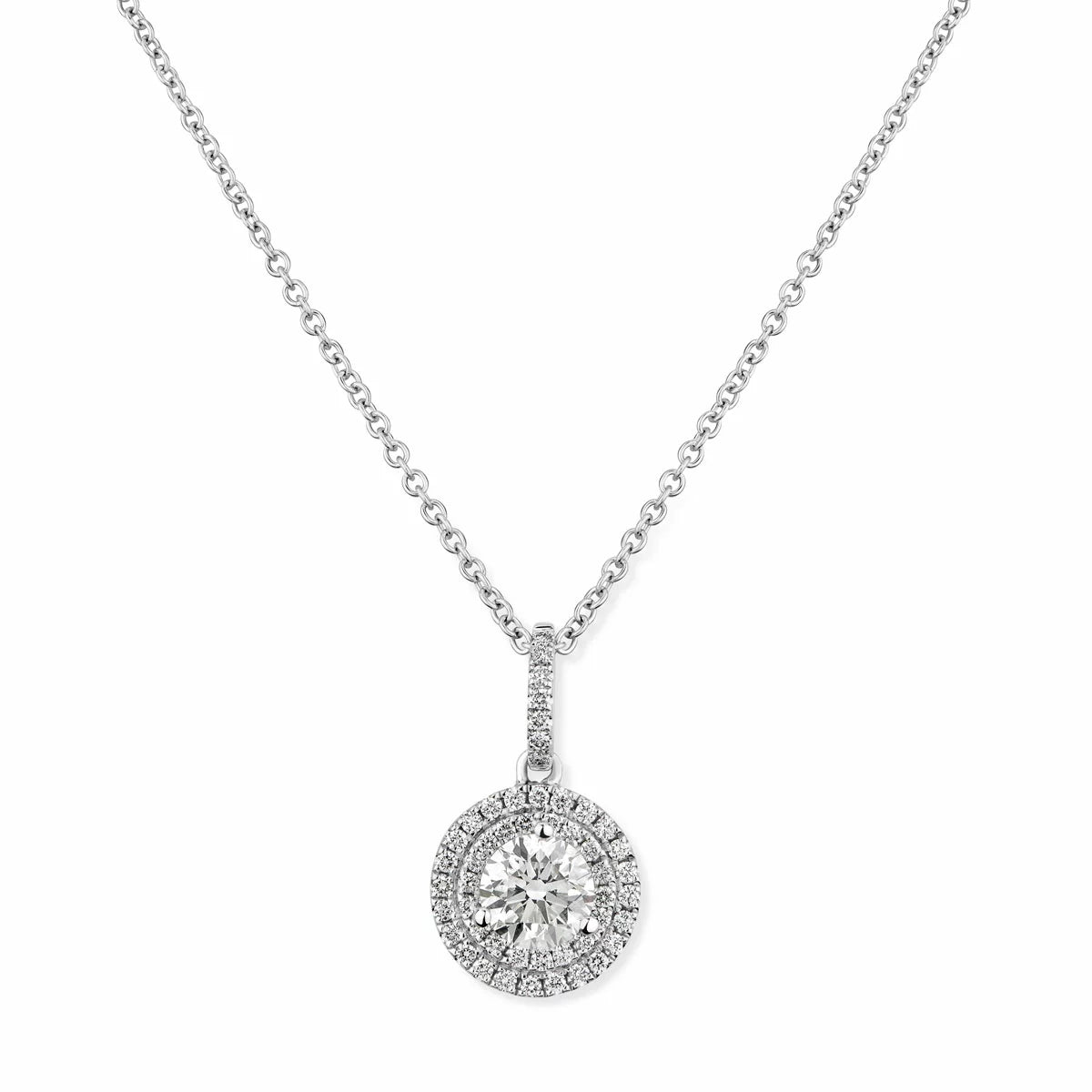 1.00ctw Round Brilliant Cut Diamond Halo Pendant, 18ct White Gold