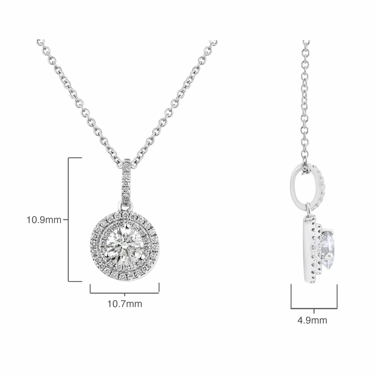 1.00ctw Round Brilliant Cut Diamond Halo Pendant, 18ct White Gold