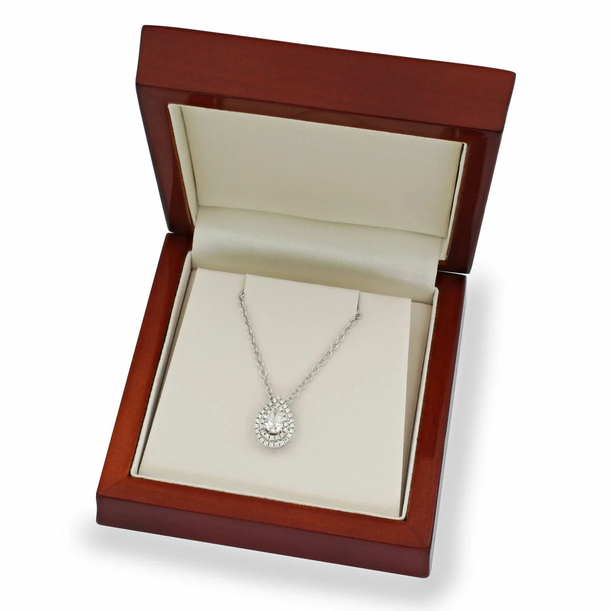 0.58ctw Pear & Round Brilliant Cut Diamond Pendant, 18ct White Gold
