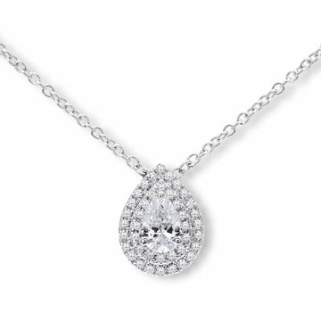 0.58ctw Pear & Round Brilliant Cut Diamond Pendant, 18ct White Gold