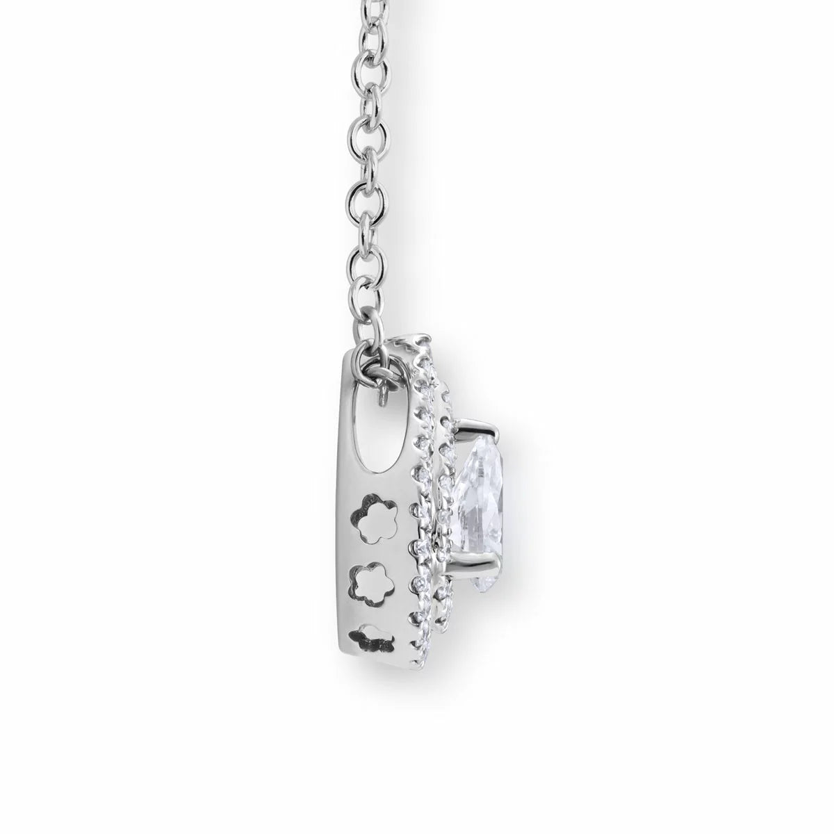 0.58ctw Pear & Round Brilliant Cut Diamond Pendant, 18ct White Gold