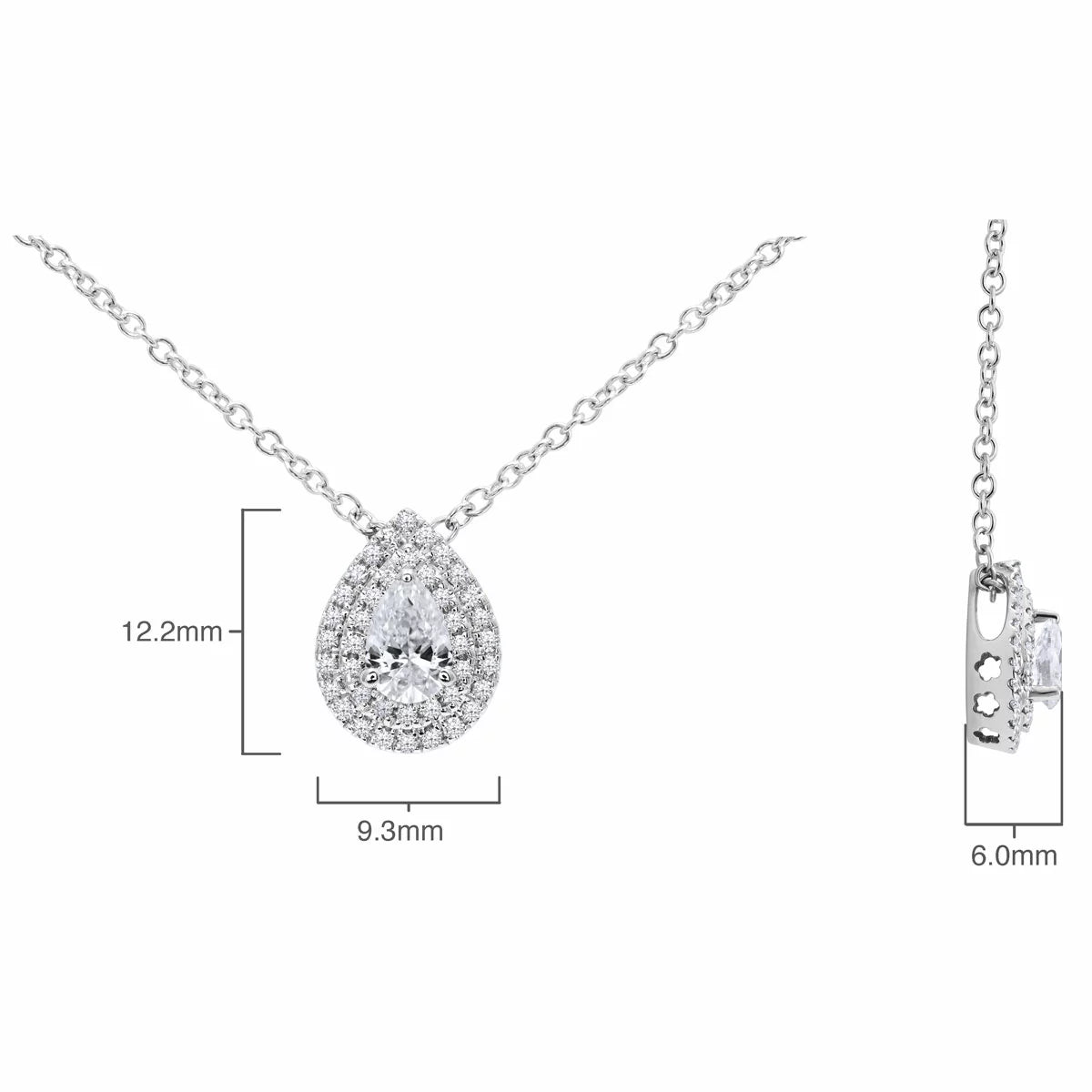 0.58ctw Pear & Round Brilliant Cut Diamond Pendant, 18ct White Gold