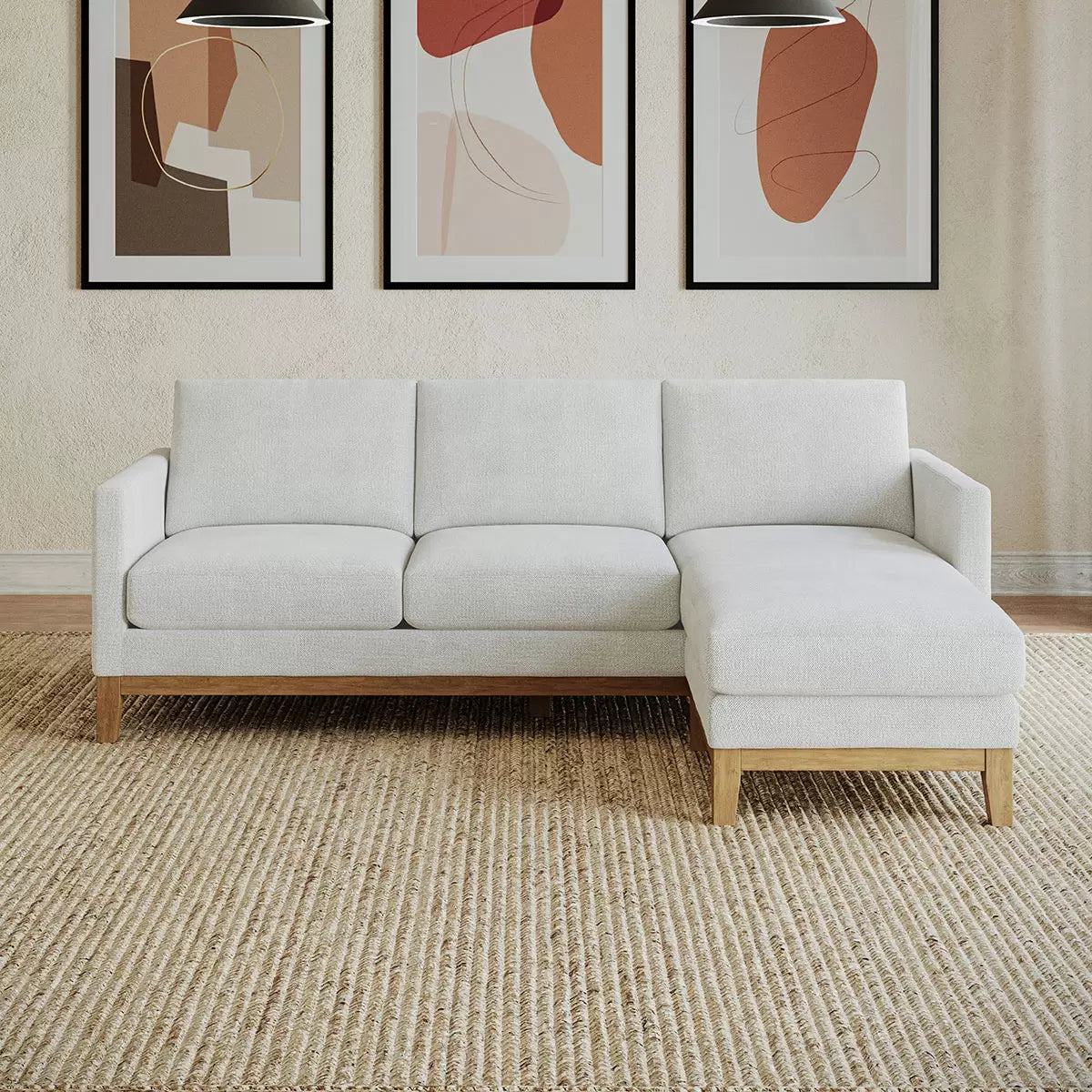 Henredon Murphy Cream Fabric Corner Sofa with Reversible Chaise