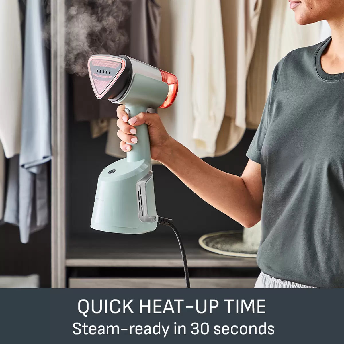 Tefal DT9814G0 AeroSteam Garment Steamer in Sage Green