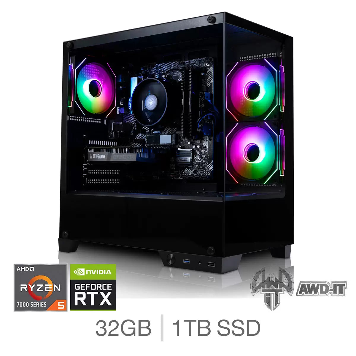 AWD-IT Charger, AMD Ryzen 5, 32GB RAM, 1TB SSD, NVIDIA GeForce RTX 5060 Ti