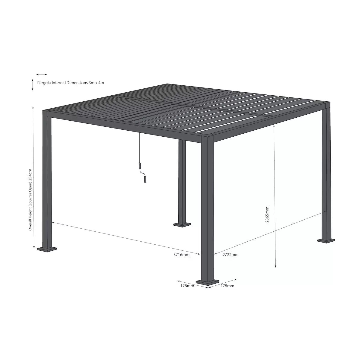 Alvivo 9ft 8" x 13ft 3" (3 x 4m) Wood-Look Louvered Aluminium Pergola Bundle
