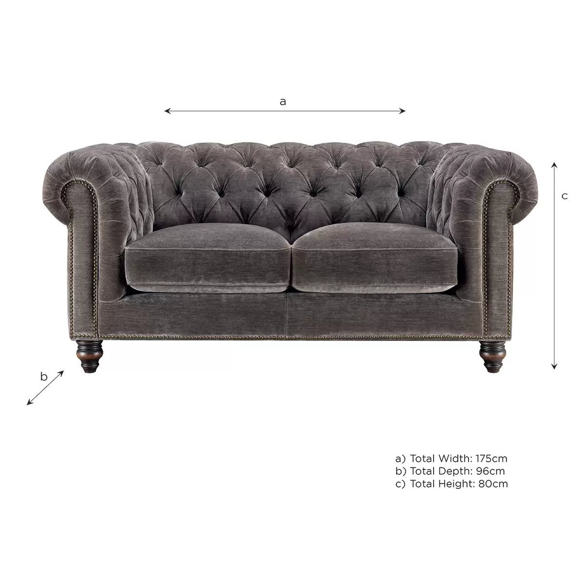 Allington 2 Seater Grey Fabric Chesterfield Sofa