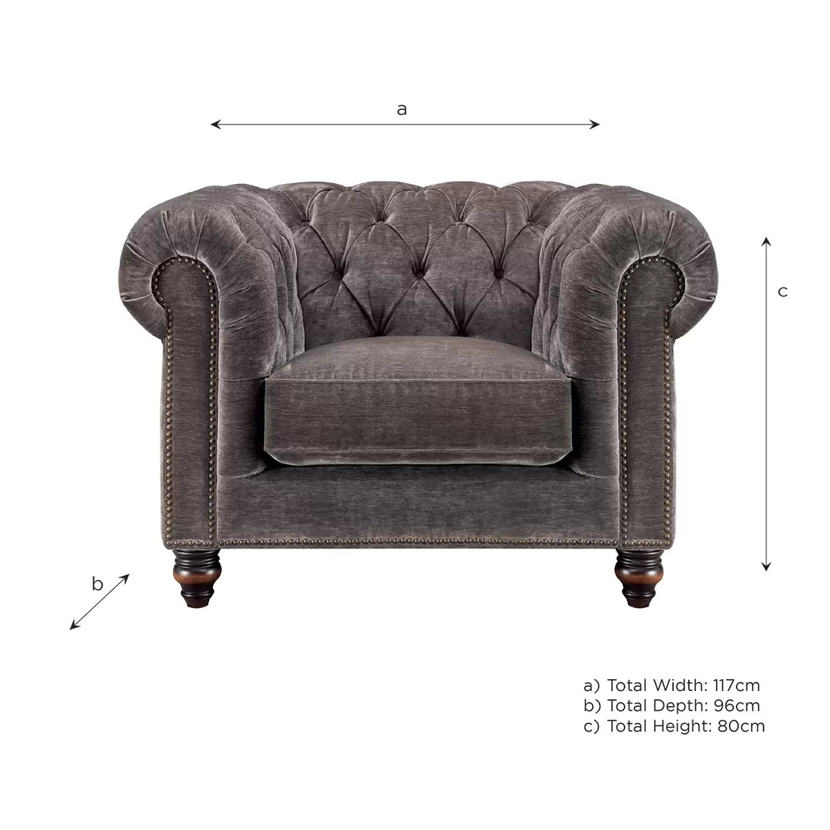 Allington Grey Fabric Chesterfield Armchair