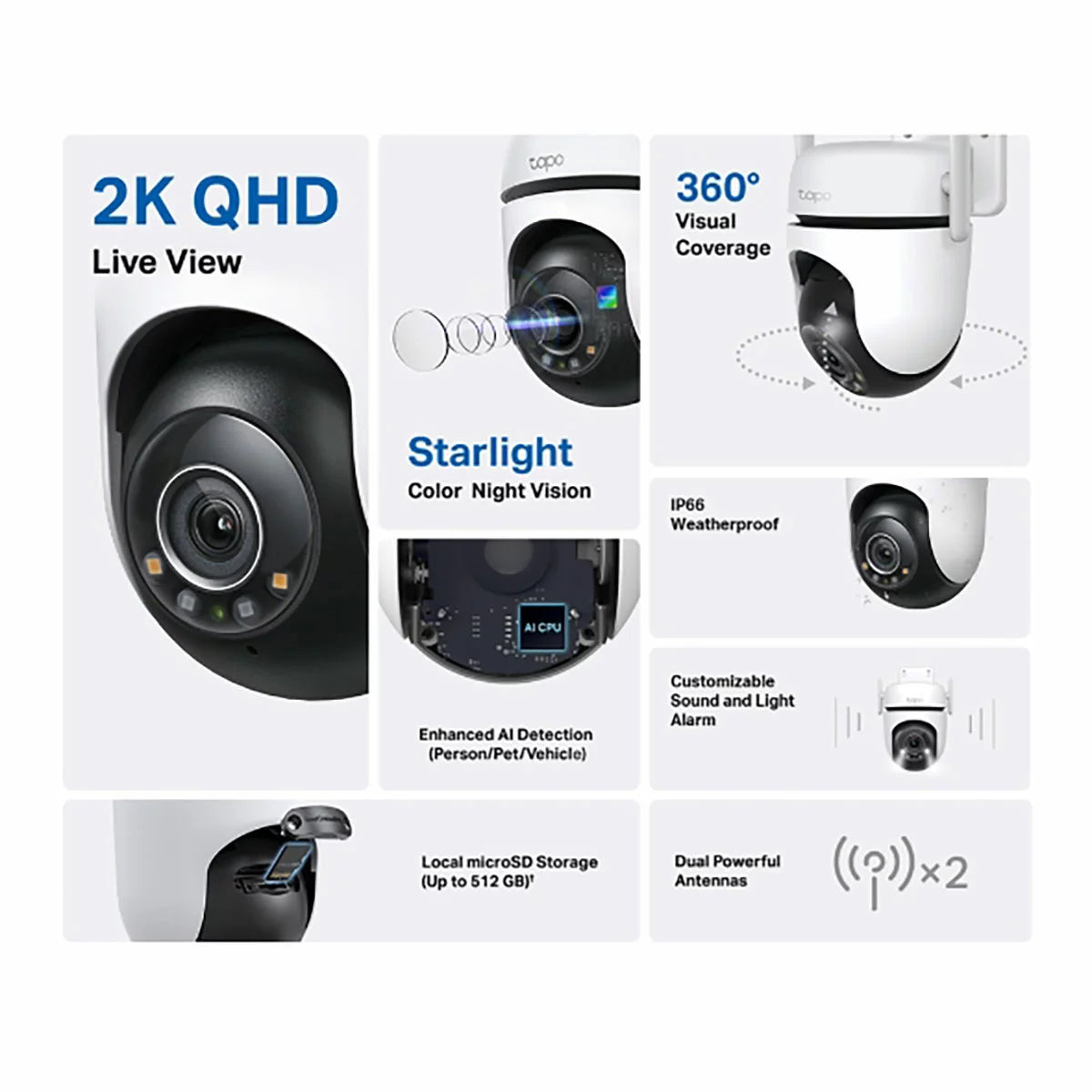 TP-Link Tapo C520WS 2K 4MP Outdoor Pan/Tilt Security Wi-Fi Camera -2 Pack