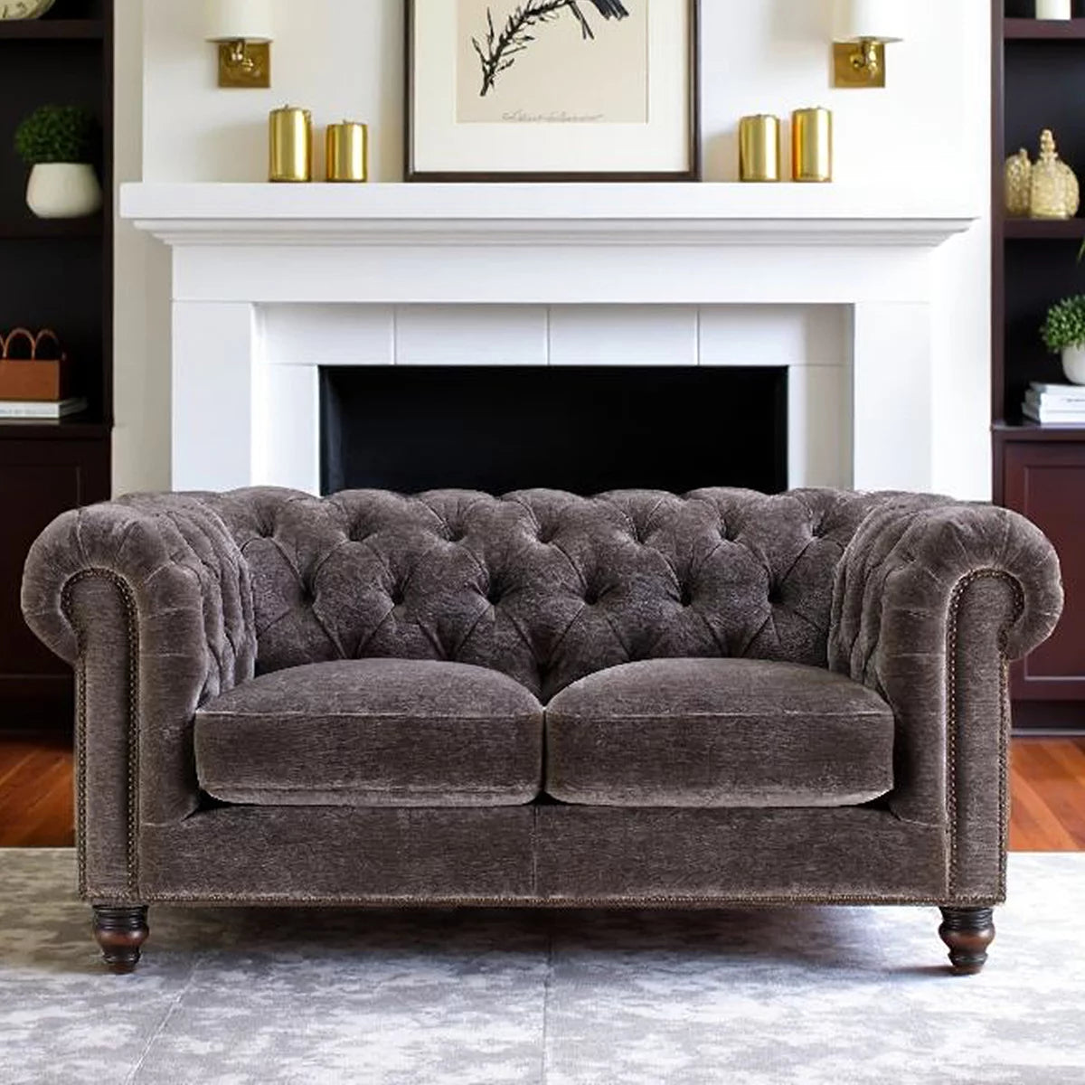 Allington 2 Seater Grey Fabric Chesterfield Sofa