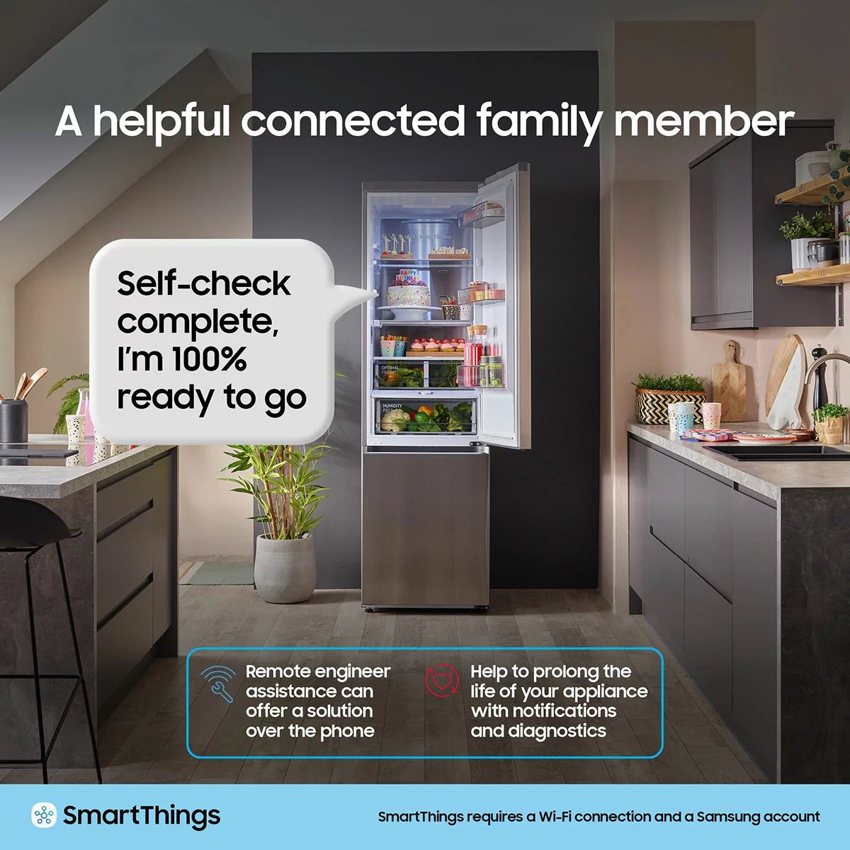 Samsung Series 6 SpaceMax RB34C600DSA/EU 344L Smart Combi Fridge Freezer, Metal