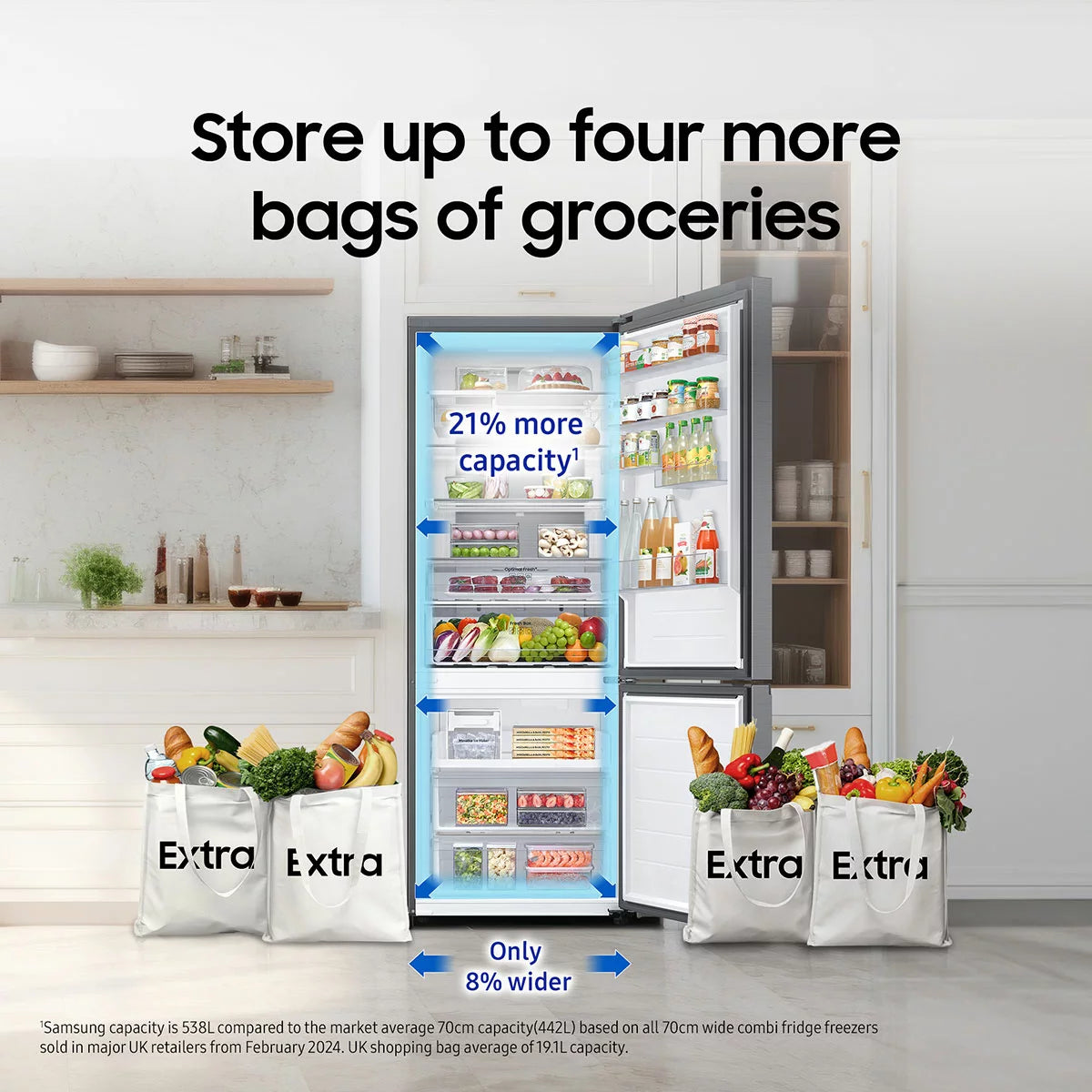 Samsung Series 8 SpaceMax RB53DG703ES9EU 538L Smart Combi Fridge Freezer