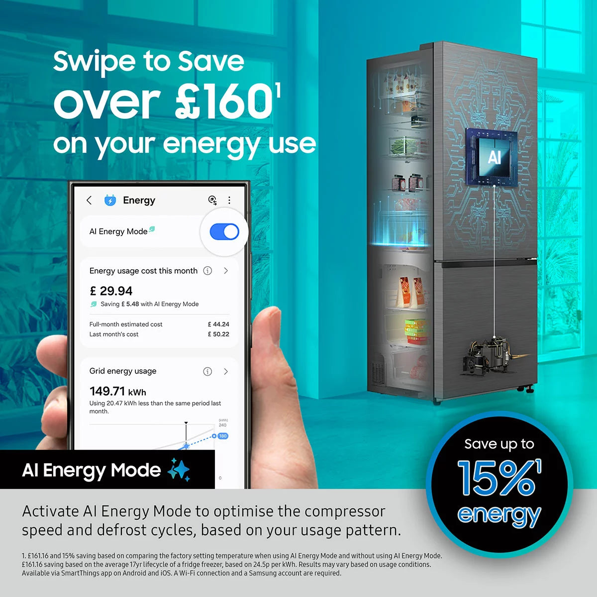 Samsung Series 8 SpaceMax RB53DG703ES9EU 538L Smart Combi Fridge Freezer