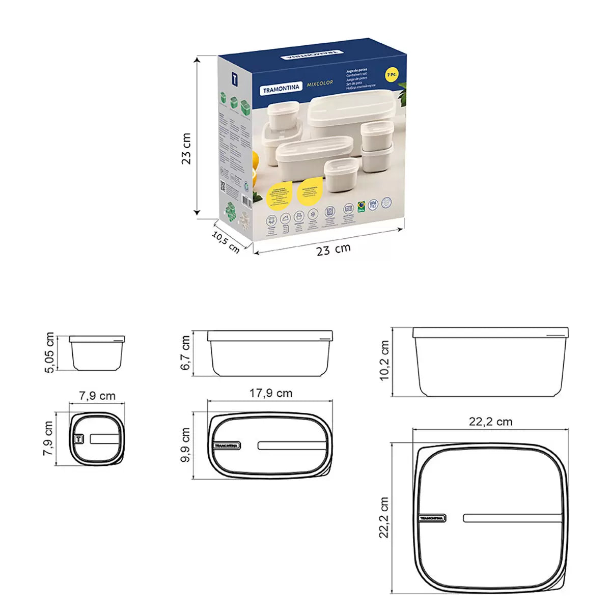Tramontina Food Storage Set, 7 Piece