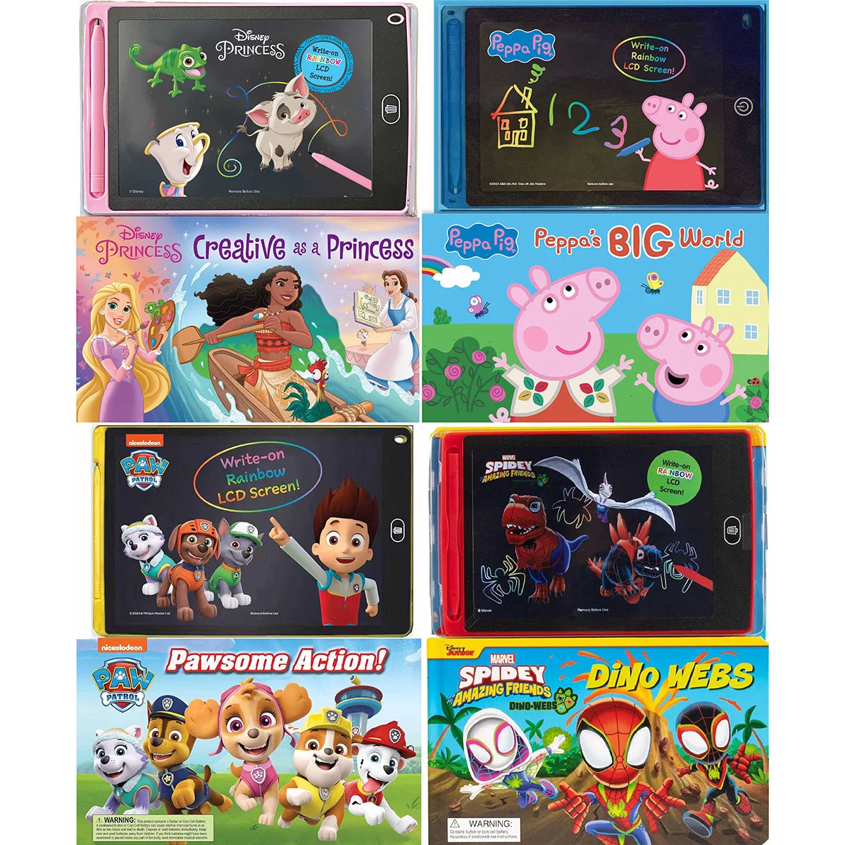 LCD Interactive Board Book in 4 Options: Disney Princess, Peppa Pig, Spidey