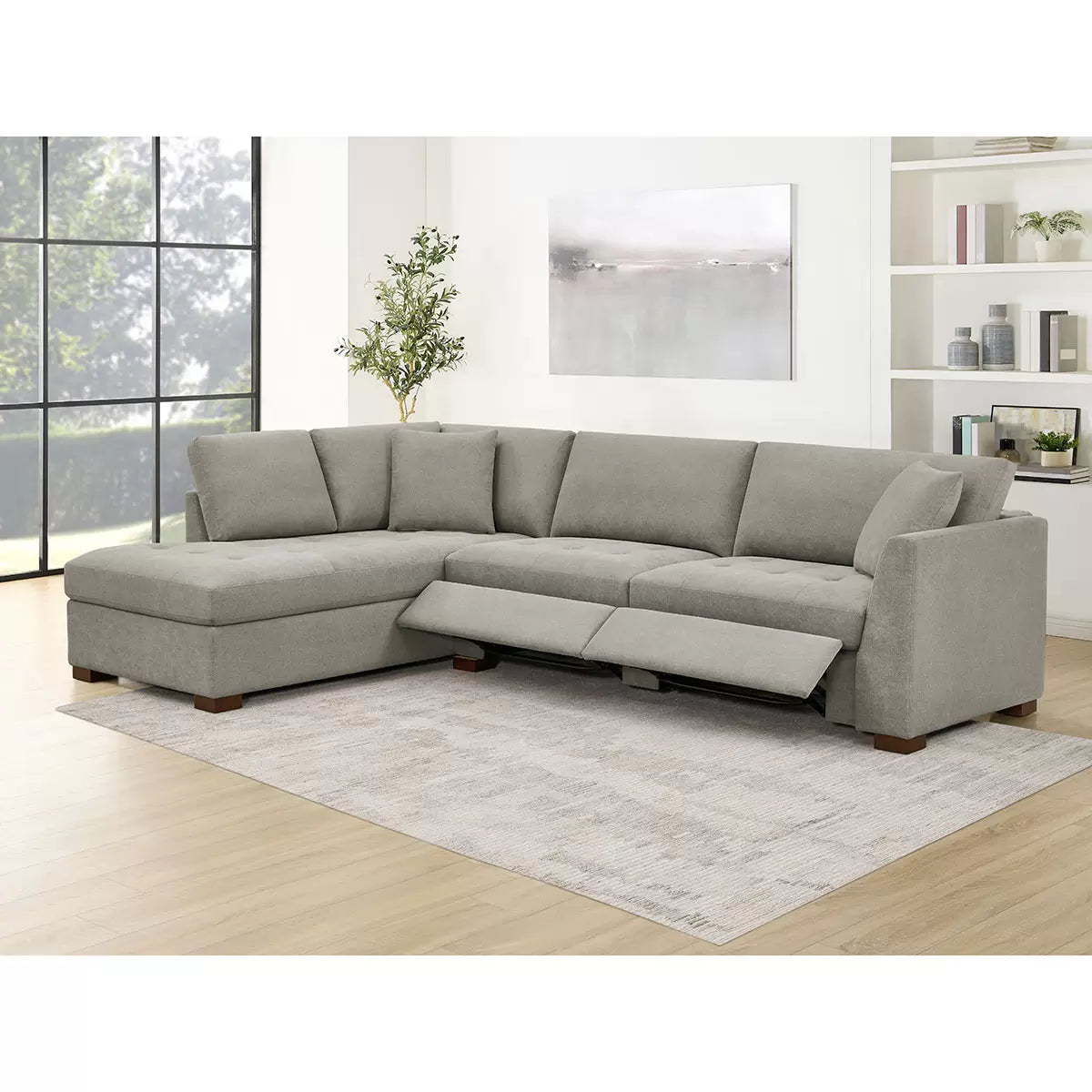 Thomasville Miles Grey Fabric Corner Sofa with Power Footrests in 2