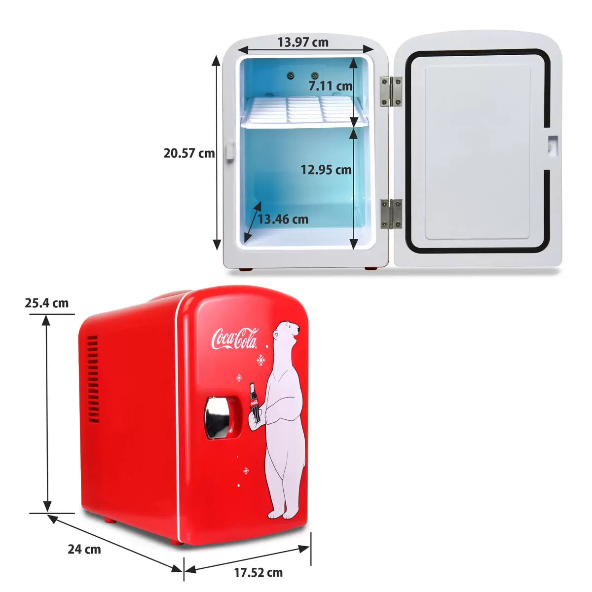Coca-Cola 4L Mini Fridge 6 Can Portable 12V Cooler / Warmer in 5 Designs