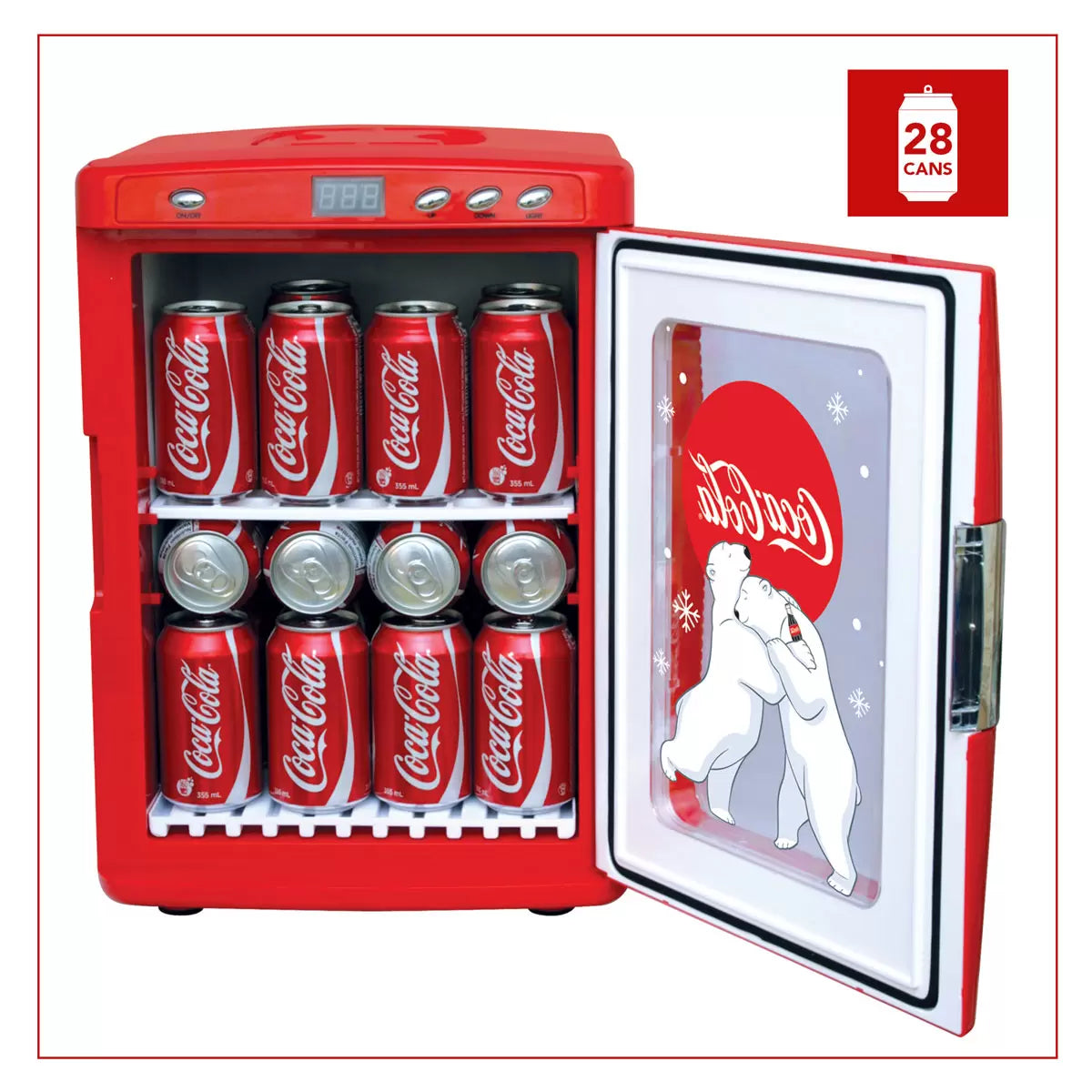 Coca-Cola Polar Bear Mini Fridge 25L Portable Cooler Warmer 28 Can