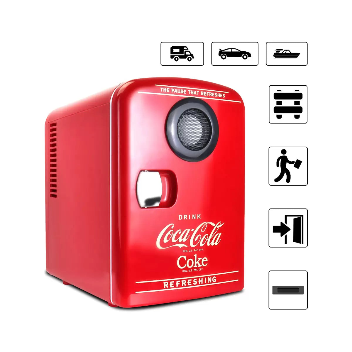 Coca Cola 4L Mini Fridge 6 Can 12V Portable Cooler & Warmer In Red