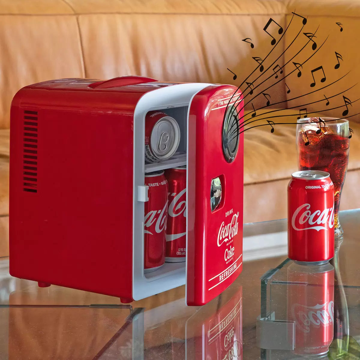 Coca Cola 4L Mini Fridge 6 Can 12V Portable Cooler & Warmer In Red