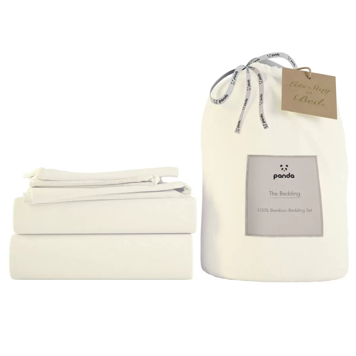 Panda Signature+ Bamboo Lyocell 320 Thread Count Cream Bedding Set, in 4 Sizes