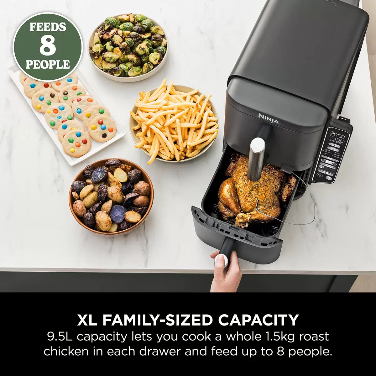 Ninja Double Stack 9.5L Air Fryer with Smart Cook System, SL451UK