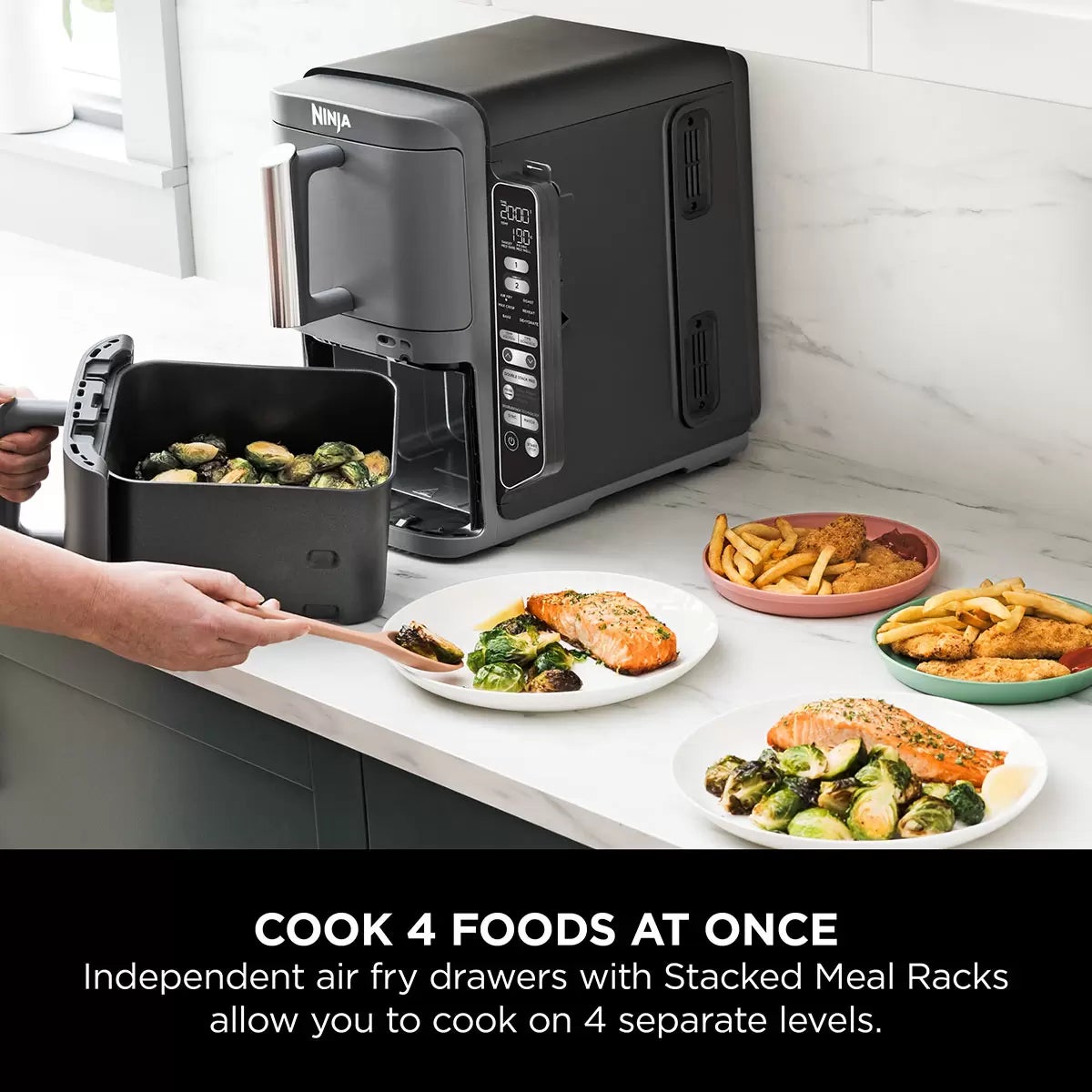 Ninja Double Stack 9.5L Air Fryer with Smart Cook System, SL451UK, view 4