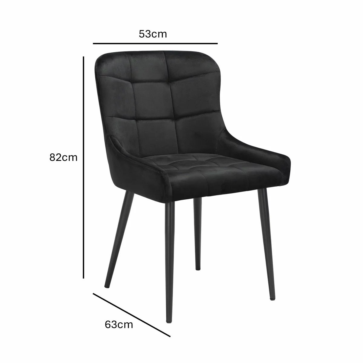 Indus Valley Kia Black Velvet Dining Chair, 2 Pack