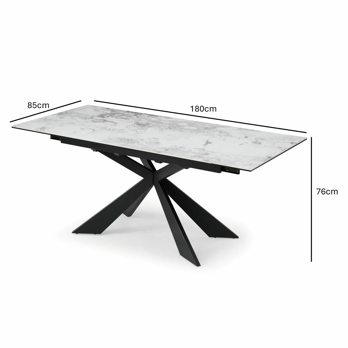 Indus Valley Kia Ceramic Extending Dining Table + 6 Black Chairs, Seats 6-8, view 3