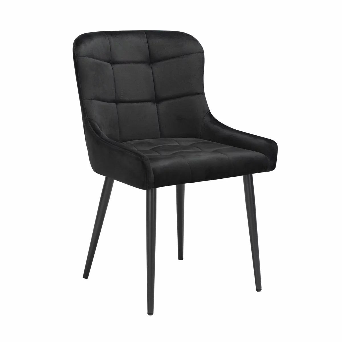 Indus Valley Kia Black Velvet Dining Chair, 2 Pack